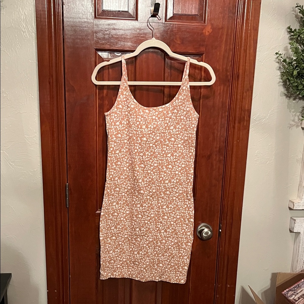 Floral Print Ribbed Spaghetti strap Dress